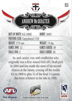 2009 Select AFL Pinnacle #153 Andrew McQualter Back